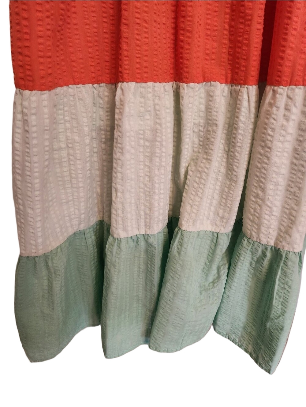 Torrid Seersucker Tiered Colorblock Maxi Dress Sunset Pastel Sorbet SZ: 1/1X - Picture 5 of 12